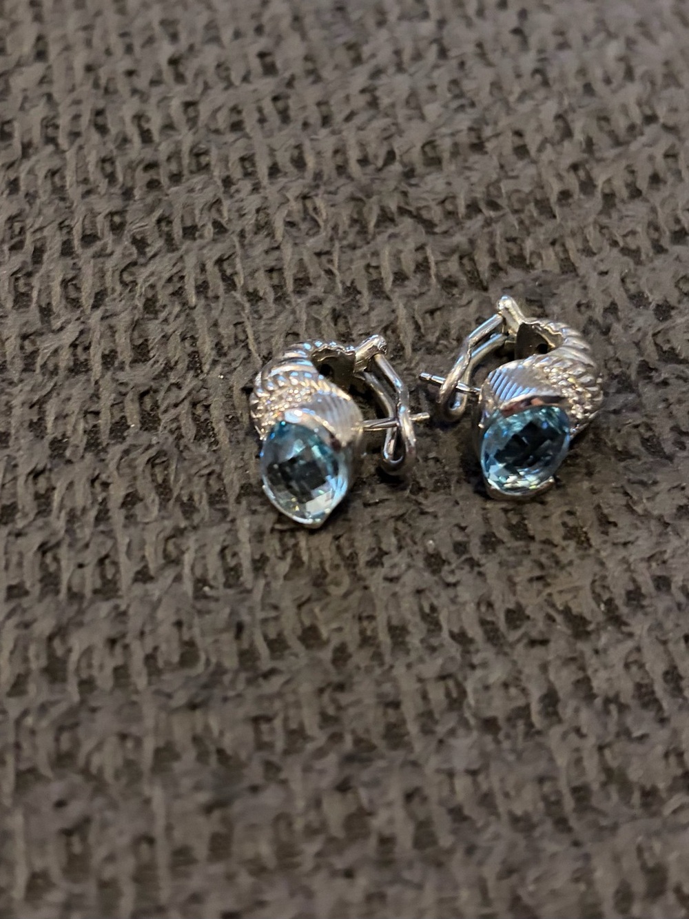 Judith Ripka Sterling Silver Blue Topaz Clip Earrings
